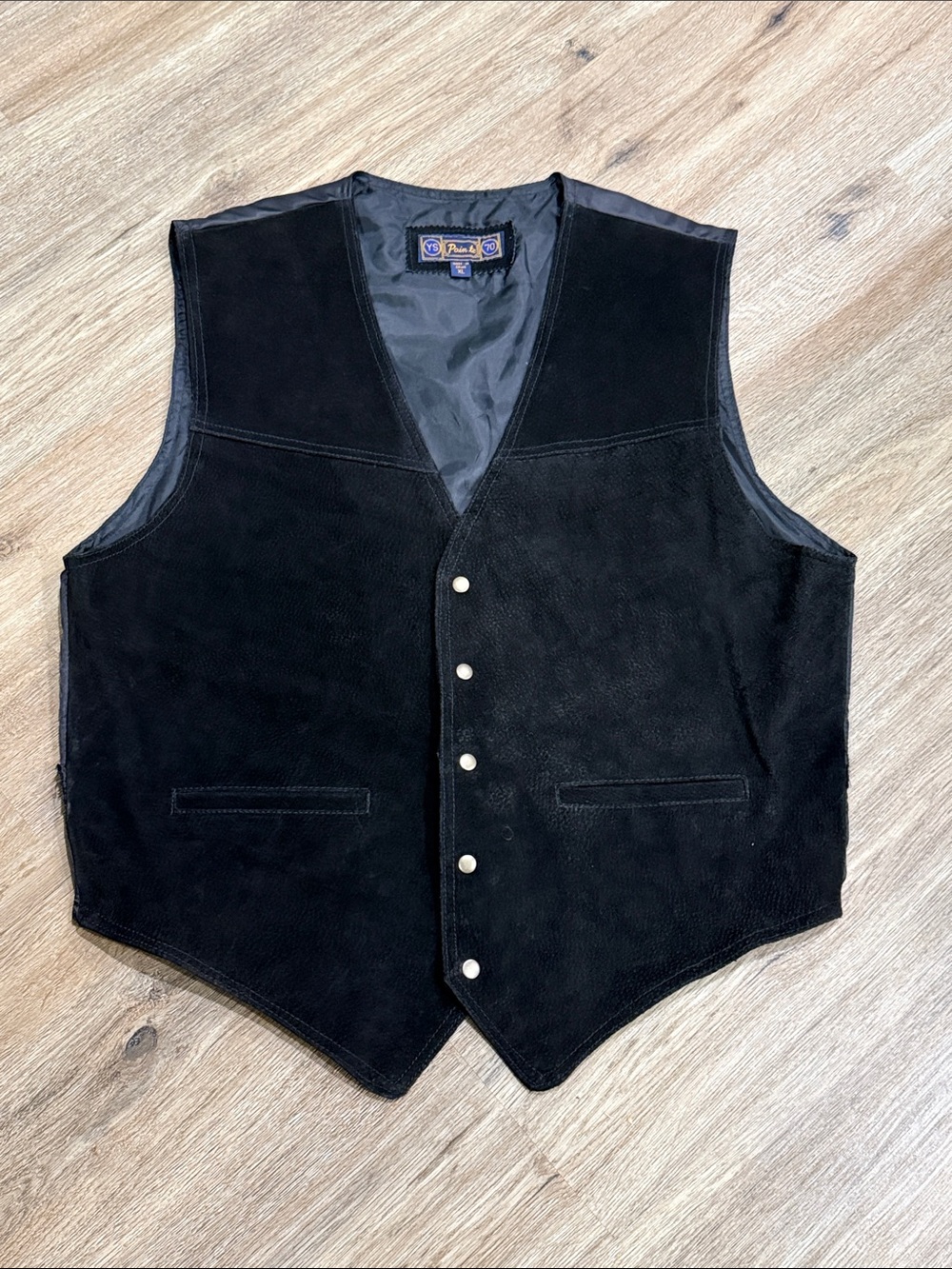 Vintage Black Suede Men's Vest - Classic Button-Up Style